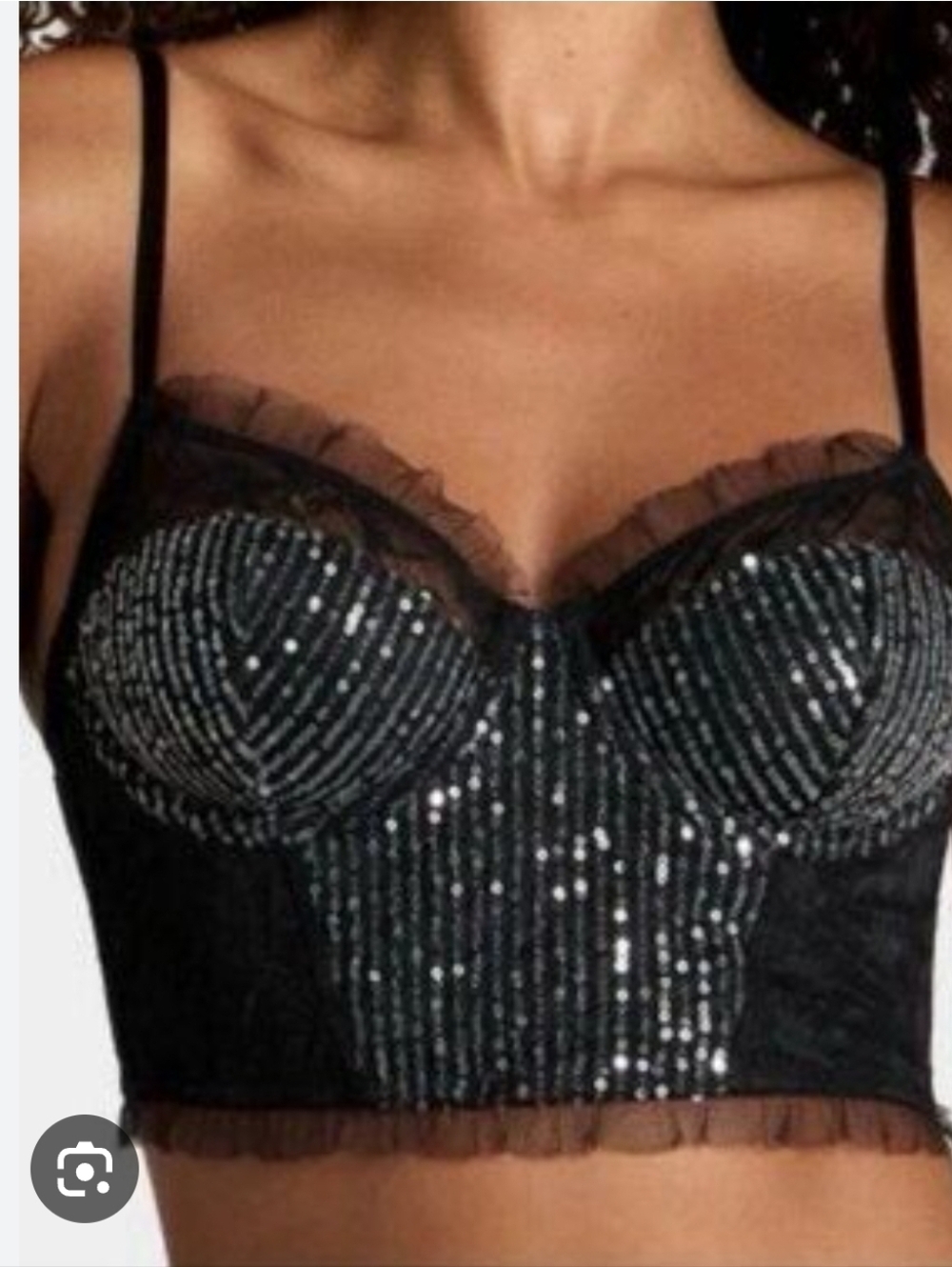 NWT- Wild FABLE Black Sequin Bralette Top